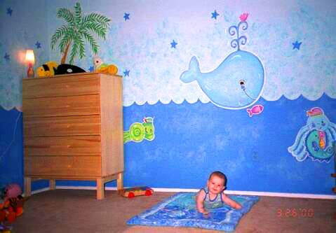 Ocean Nursery Mural Whales